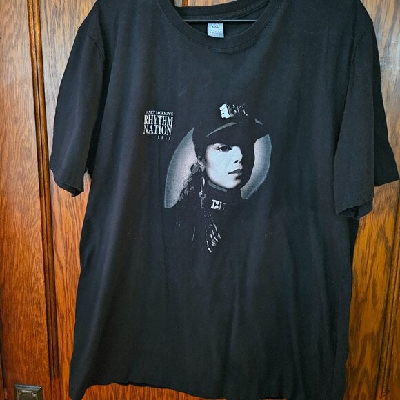 1990 Janet Jackson Rhythm Nation Tour Shirt Unisex Black Shirt SZ XXL - Picture 2 of 7